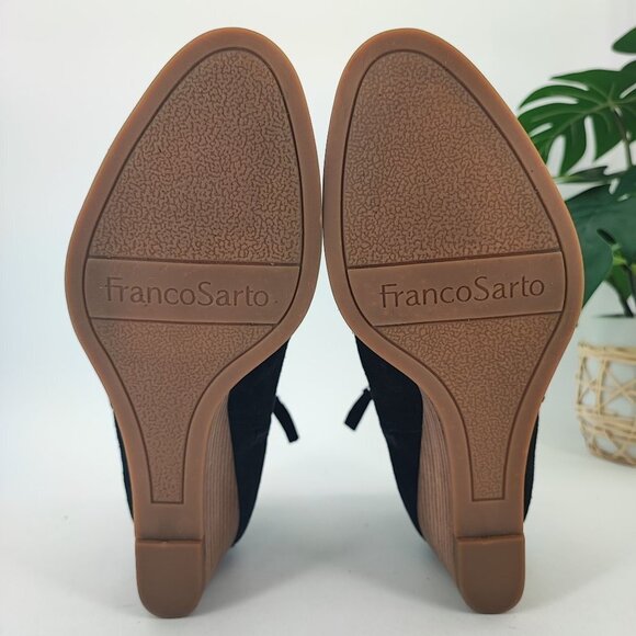 Franco Sarto Women's Wayra Black Leather Ankle Wedge Boots Size 10 - Picture 8 of 8